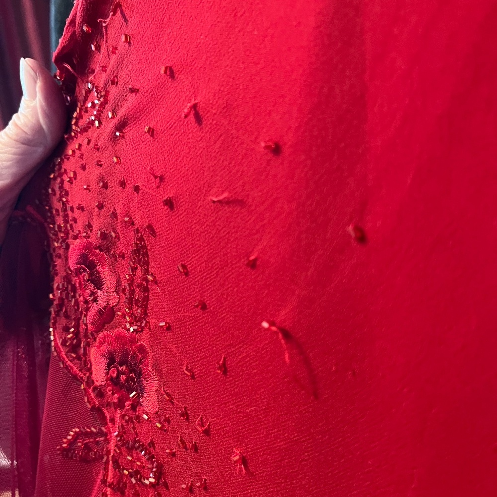 Wrapped in Red Embroidered Gown - Picture 8 of 10